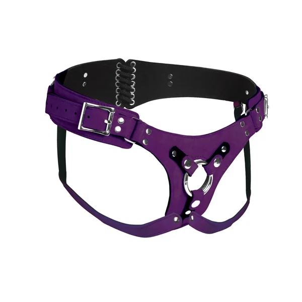 Bodice Deluxe Leather Corset Harness – Purple