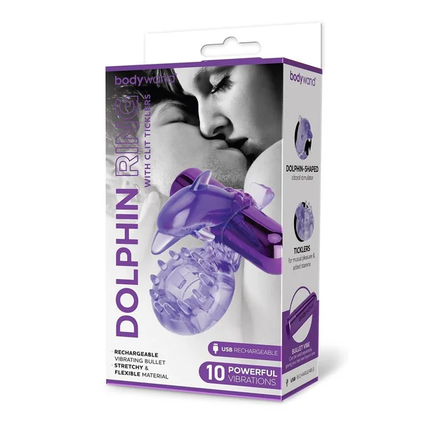 Bodywand Rechargeable Dolphin Ring With Ticklers - Purple