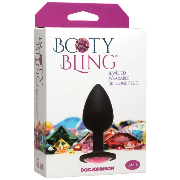 Booty Bling Jeweled Wearable Silicone Plug - Small Pink