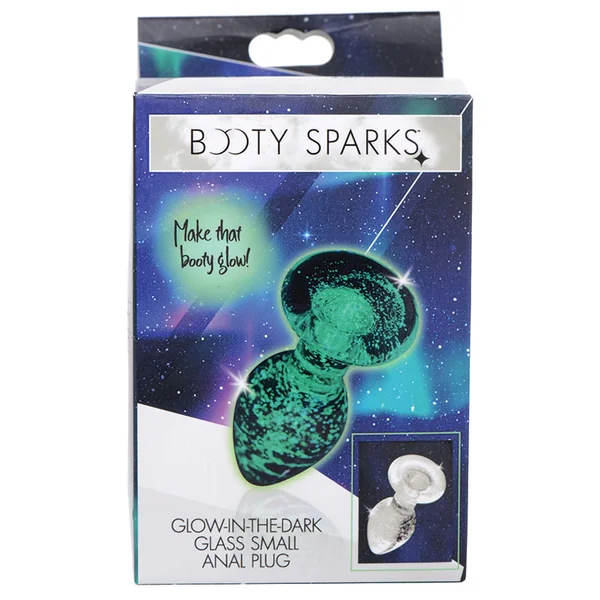 Booty Sparks Glow-In-The-Dark Glass Anal Plug - Small