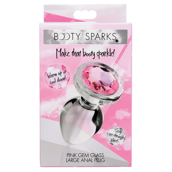 Booty Sparks Pink Gem Glass Anal Plug - Large