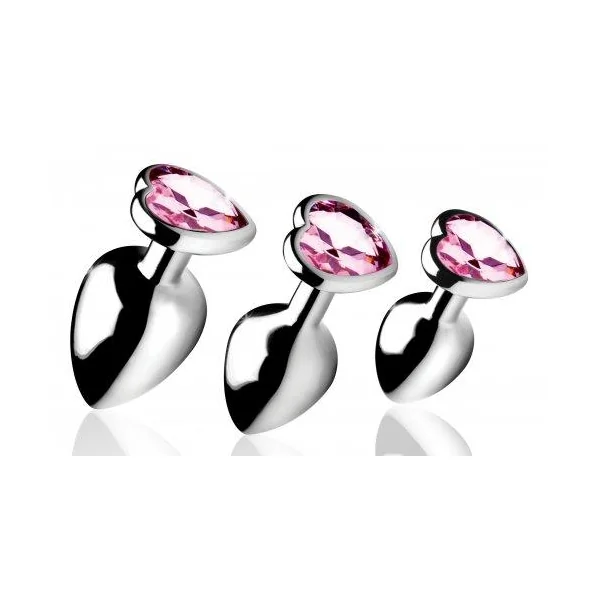 Booty Sparks Pink Heart Anal Plug Set