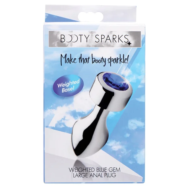 Booty Sparks Weighted Base Aluminum Plug Blue Gem - Large