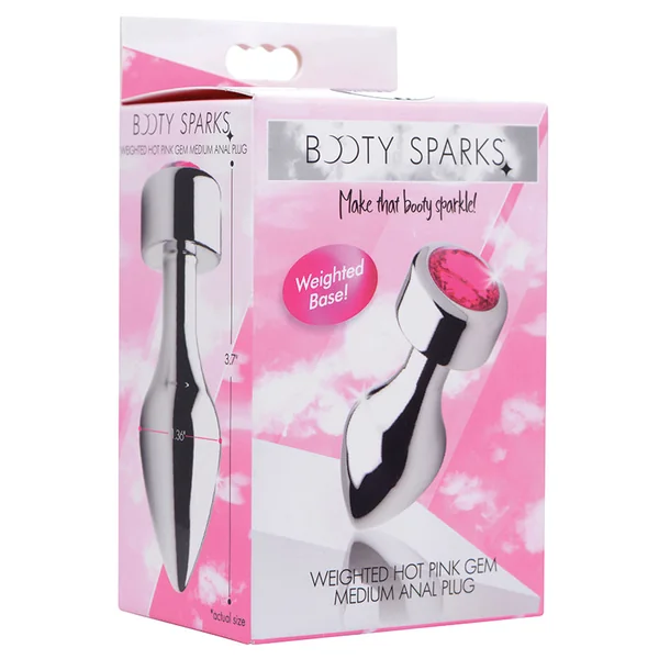 Booty Sparks Weighted Base Aluminum Plug Pink Gem - Medium