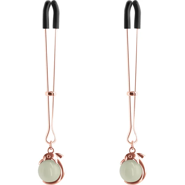 Bound Adjustable G1 Glow In The Dark Nipple Clamps by NS Novelties - Rose Gold