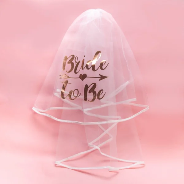 Bride to Be Rose Gold Printed Veil
