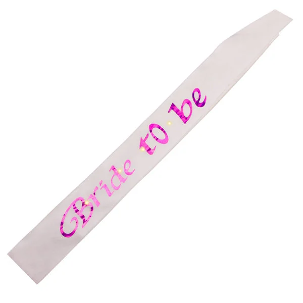 Bride to Be White Flashing Hen's Night Party Sash