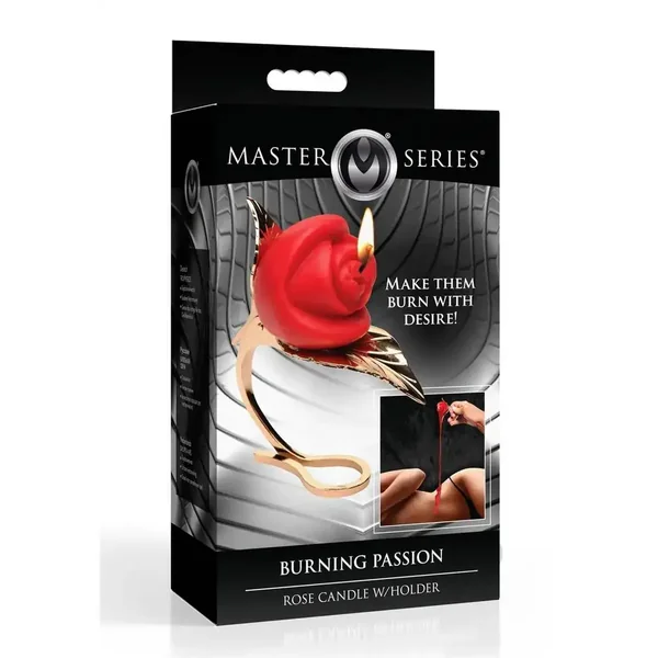 Burning Passion Rose Candle with Holder