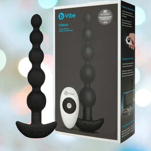 B-Vibe Cinco Beads XL Vibrating Anal Beads - Black