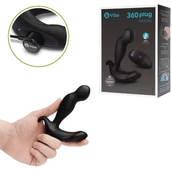 b-Vibe Silicone Rechargeable 360 Rotating and Vibrating Remote Control Butt Plug