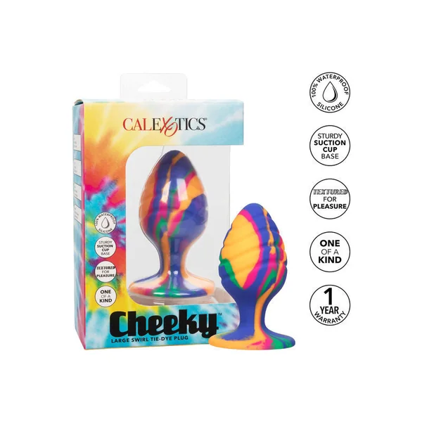 Calex cheeky large swirl tie-dye plug sex toy pleasure anal suction cup silicone