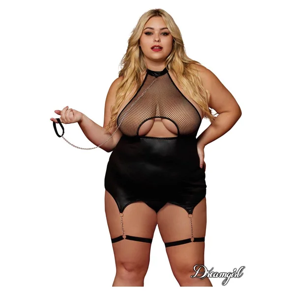 Chain Leash Garter Slip by Dreamgirl