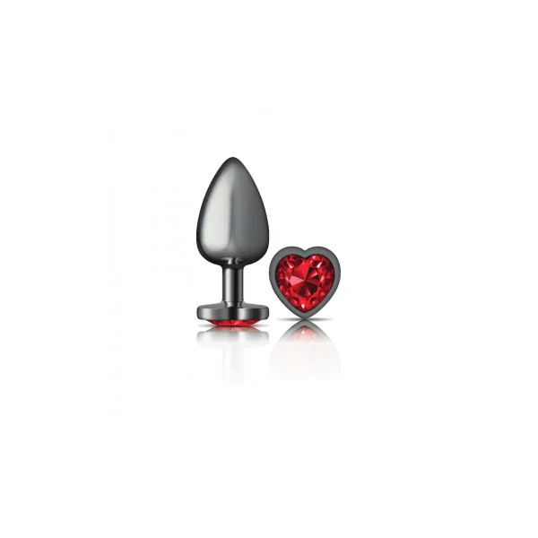 CHEEKY CHARMS HEART DEEP RED LARGE GUNMETAL BUTT PLUG