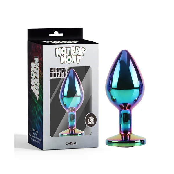 Chisa Rainbow Gem Butt Plug M 2.9In insertable