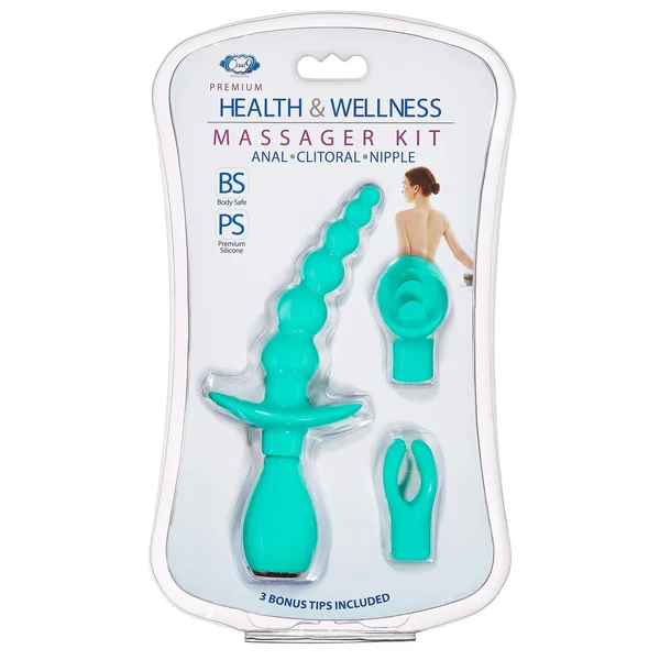 CLOUD 9 HEALTH & WELLNESS ANAL CLITORAL & NIPPLE MASSAGER KIT TEAL
