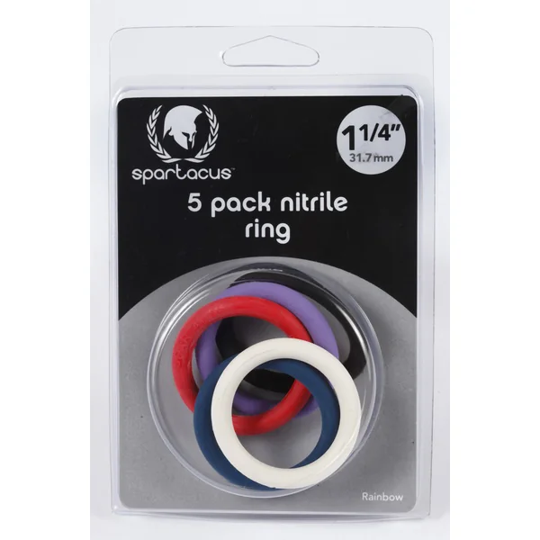 COCK RINGS NITRILE 5PC RAINBOW