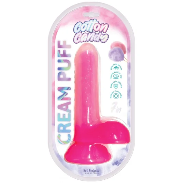 COTTON CANDY CREAM PUFF SILICONE DILDO 6IN PINK