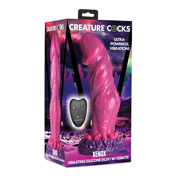 Creature Cocks Xenox Vibrating Silicone Dildo w/Remote - Pink/Purple