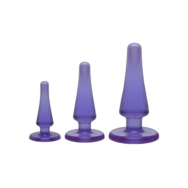 Crystal Jellies Anal Initiation Anal Plug Kit Purple 3 Sizes Per Set