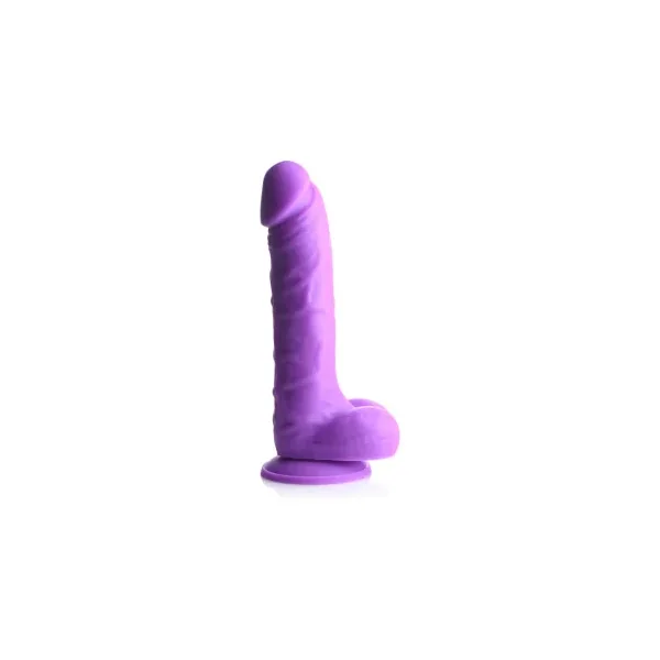 Curve Toys Lollicock 7 in. Silicone Dildo with Balls & Suction Cup, 6.0 Inch Insertable, 1.5 Inch Max Width, Grape