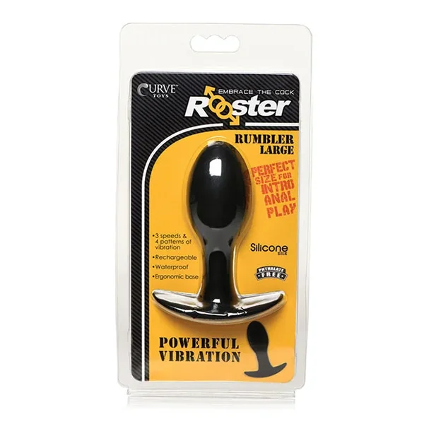 Curve Toys Rooster Rumbler Vibrating Silicone Anal Plug Large – Black
