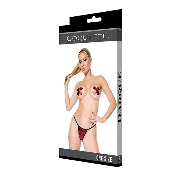 Darque Pasties w/G-String – Red/Black O/S