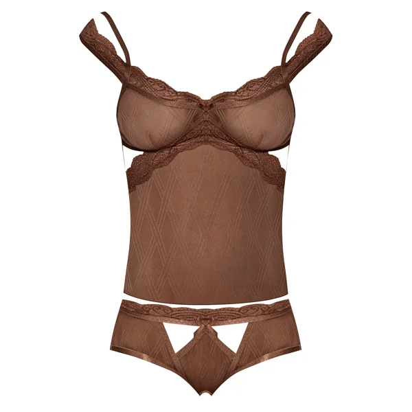 (D)CARAMEL KISS CAMI & SPLIT CROTCH BOY SHORT CARAMEL 2XL