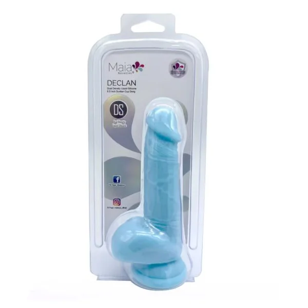 DECLAN 6.5IN LIQUID SILICONE DONG BLUE