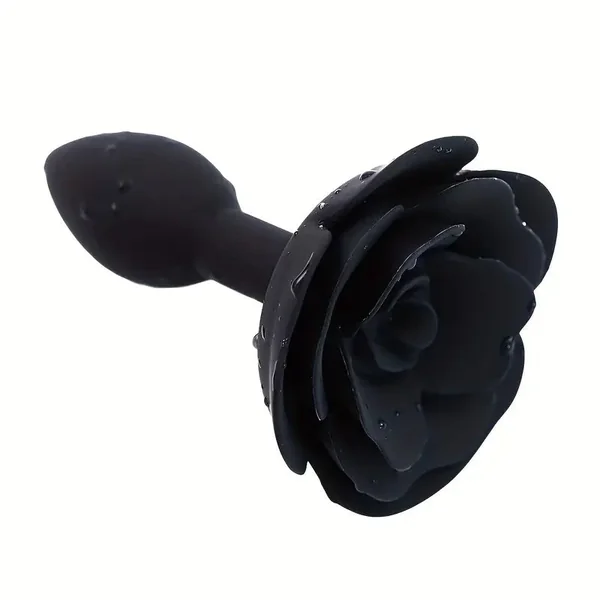 Detachable Waterproof Black Rose Silicone Anal Plug Adult Sex Toy