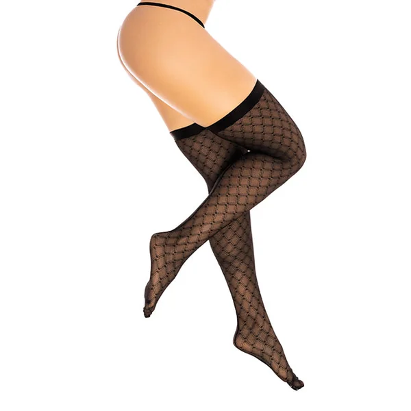 Diamond Mesh Thigh High Black