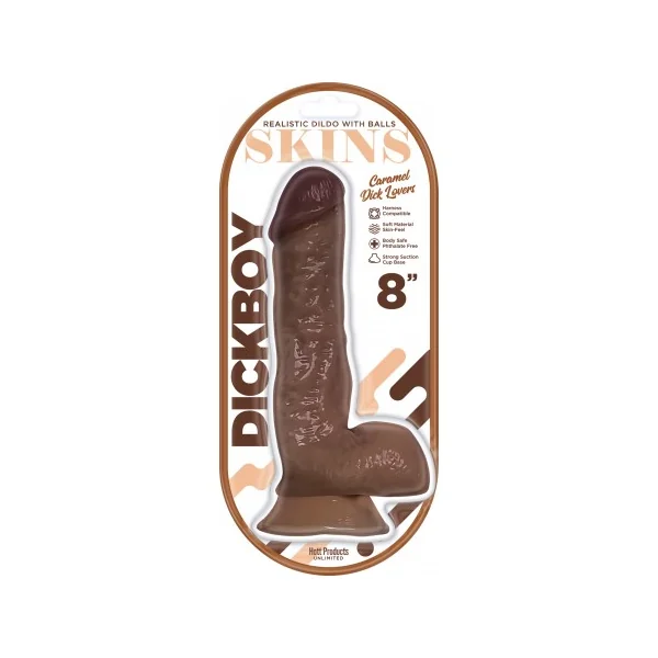 DICKBOY SKINS DILDO CARAMEL LOVERS 8IN