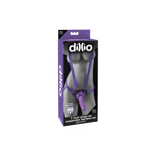DILLIO 7 STRAP ON SUSPENDER HARNESS SET PURPLE “