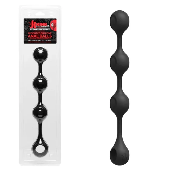Doc Johnson Kink Weighted Silicone Extra-Long Anal Balls – Black