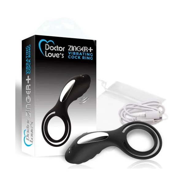DOCTOR LOVE ZINGER+ VIBRATING RECHARGEABLE COCK RING BLACK