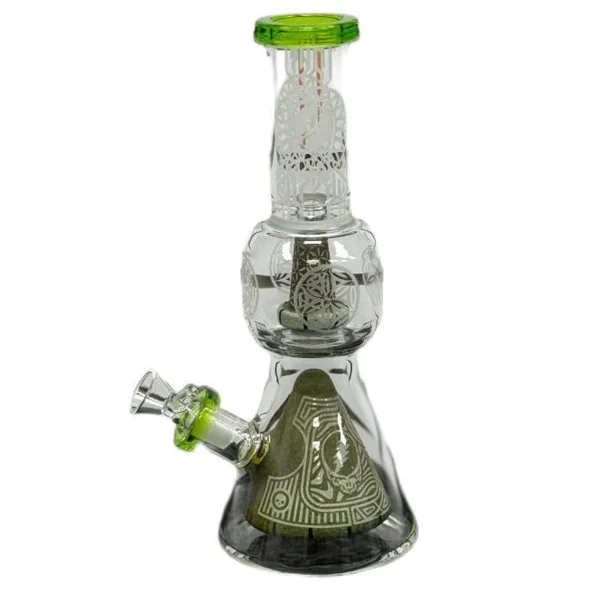 Double Chamber Etched Waterpipe Skull