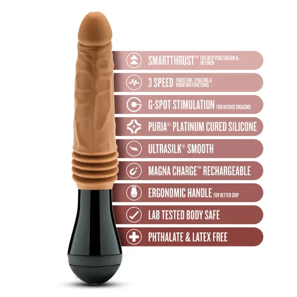 Dr. Skin Silicone Rechargeable Dr. Arthur Thrusting Gyrating Vibrating Dildo – Tan