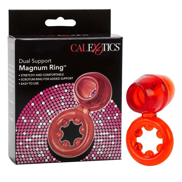 Dual Support Magnum Cock and Ball Ring by Cal Exotics | Red