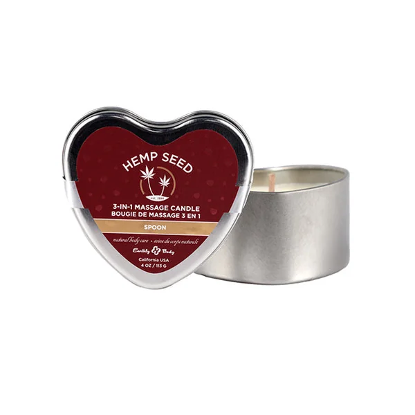 Earthly Body 2023 Valentine 3 In 1 Massage Heart Candle - 4 Oz Spoon