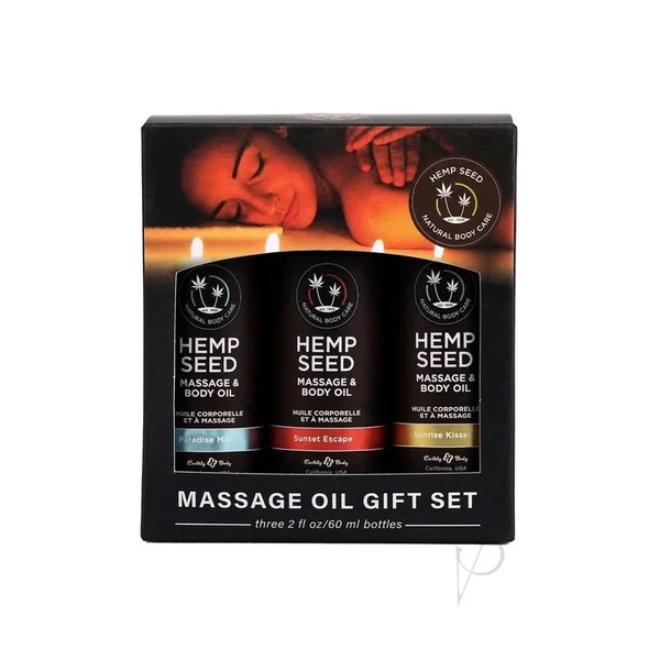 Earthly Body Hemp Seed Massage Oil Summer 2023 Collection 3-piece Gift Set