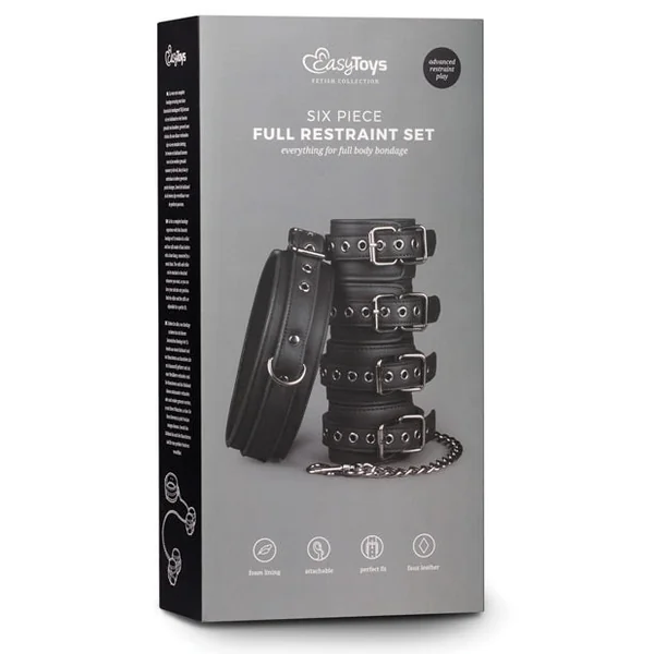 Easy Toys Fetish Set W-collar, Ankle & Wrist Cuffs - Black