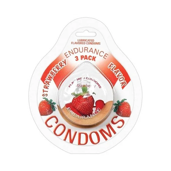 Endurance Condoms - Strawberry - 3 Pack