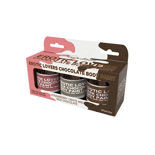 EROTIC CHOCOLATE BODY PAINTS WHITE MILK & STRAWBERRY