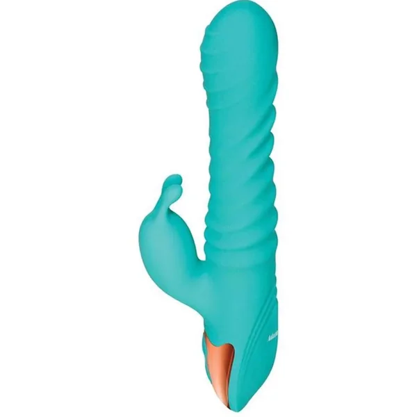 Eve Heat Me Up Warming Rabbit Thrusting Vibrator – Aqua