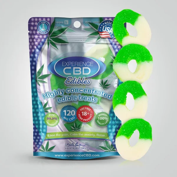 EXPERIENCE CBD 120MG SOUR APPLE RINGS 4PC (NET)