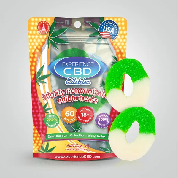 EXPERIENCE CBD 60MG SOUR APPLE RINGS 2PC (NET)