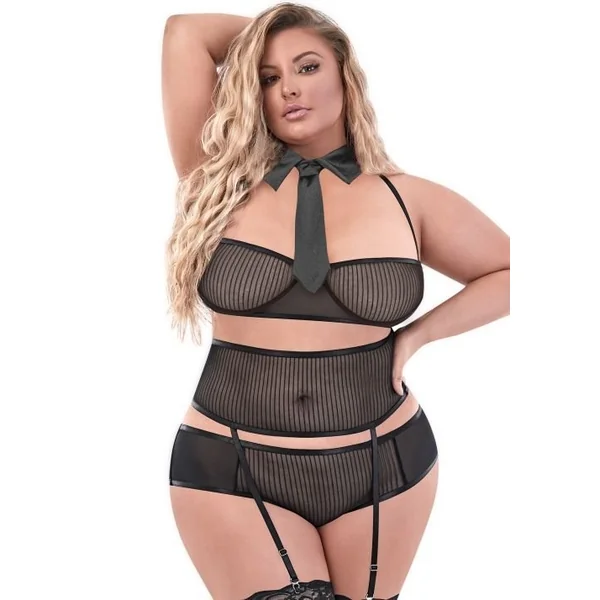 Exposed Lingerie Office Romper Queen