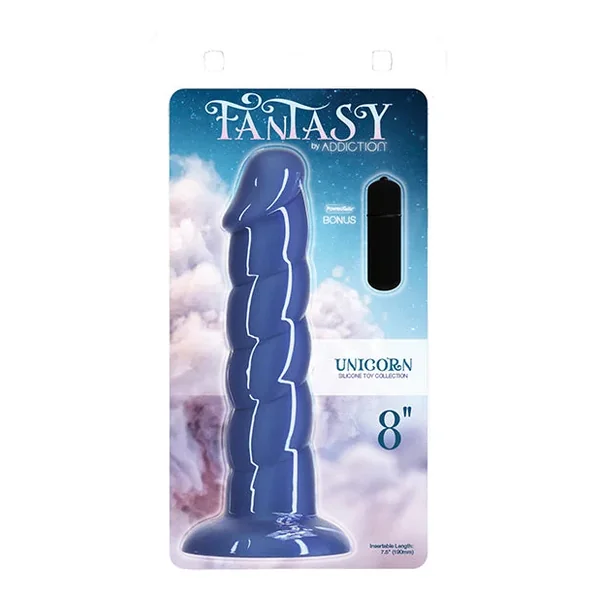 Fantasy Addiction 8″ Unicorn Dildo – Blue
