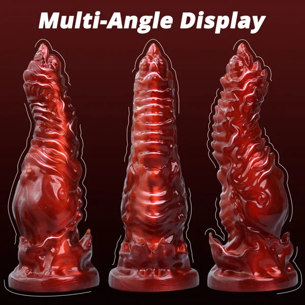 Fantasy Butt Plug Blood-Red Silicone Drakes Dick – Irregular Textured Insertable Vaginal Sex Toys