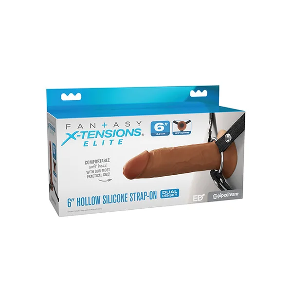 Fantasy X-tensions Elite 6" Silicone Hollow Strap-on w/Harness - Brown