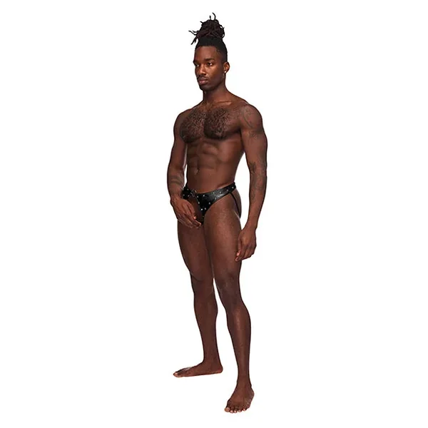 Fetish Cyclops Nylon Spandex Pouchless Jock Strap Black L/XL